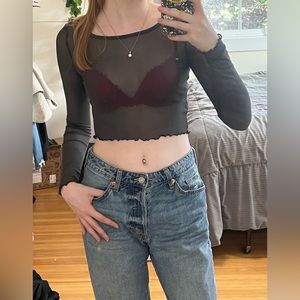 Gray see-through top